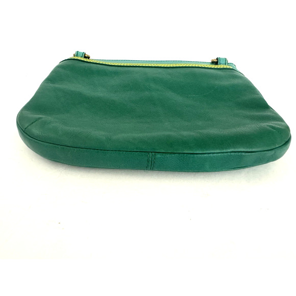 Fossil Crossbody Bag Green Blue Leather Top Zip Multiple-Pockets Convertible - Picture 8 of 16